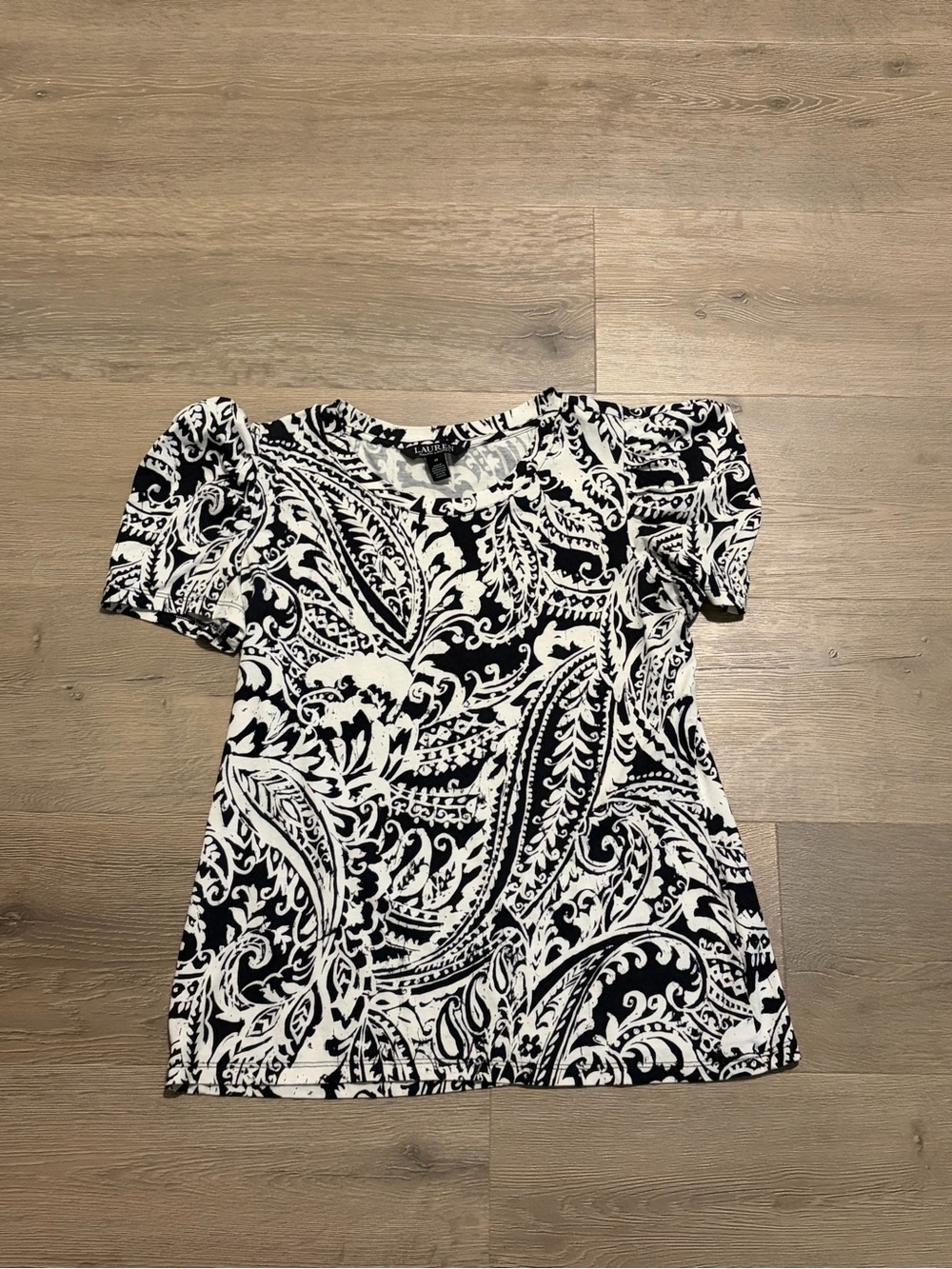 Ralph Lauren Black and White Paisley Short Sleeve Tee